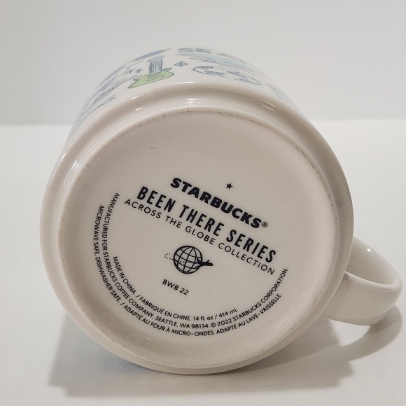 Starbucks Been There Series Seattle Mug 14 oz Blue Ceramic Coffee Tea Cup 2022 - Picture 5 of 5